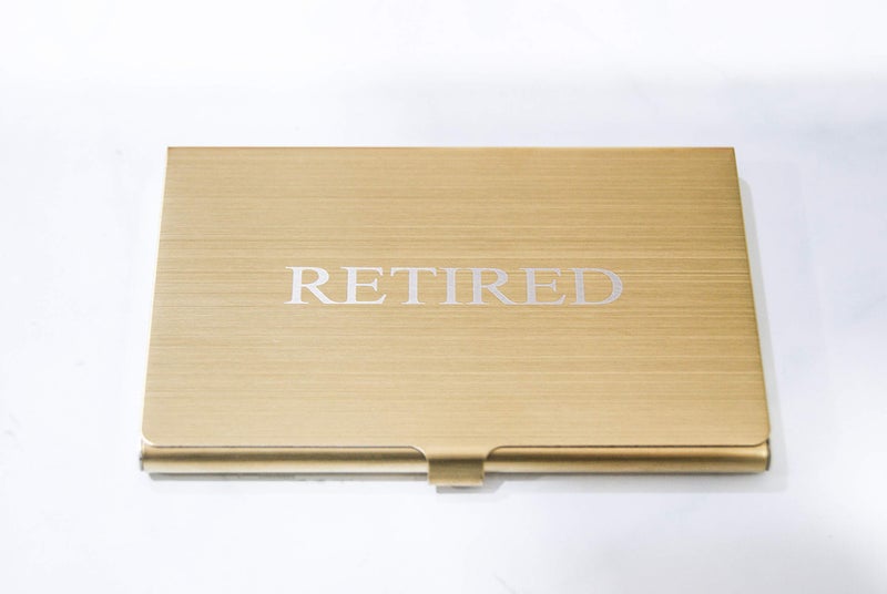 RXBC2011 بطاقات عمل متقاعدين RXBC2011 هدية تقاعد مضحكة (عبوة من 50/مع علبة من الفولاذ المقاوم للصدأ الذهبي) للرجال والنساء المتقاعدين وزملاء العمل والموظفين والرؤساء والأصدقاء والزملاء - Image 5